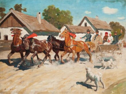 520. tétel, Juszkó Béla (1877-1969): Lakodalmas szekér