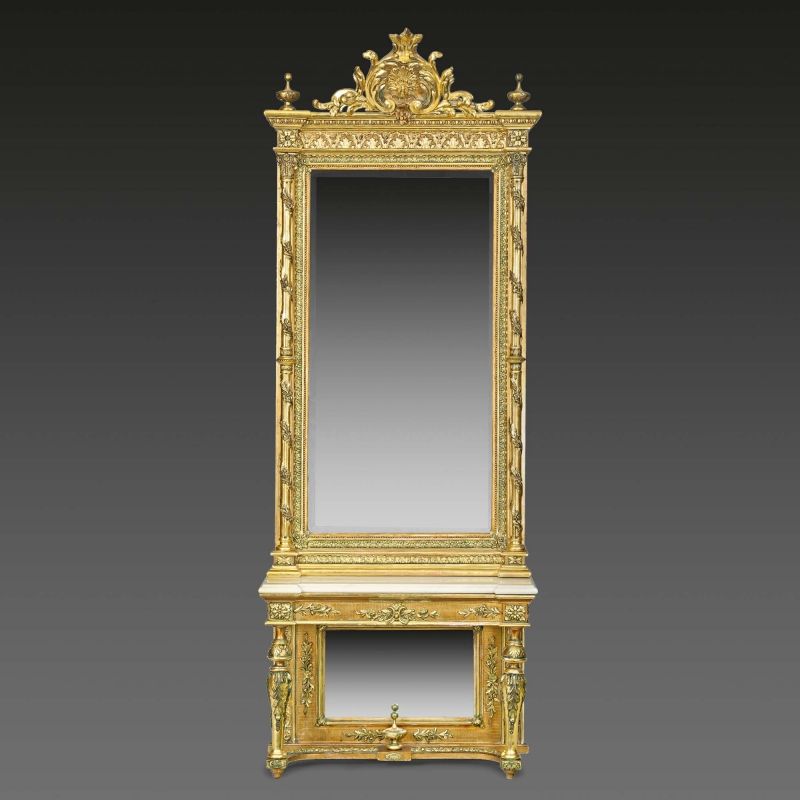 1058. tétel, Konzolasztal tükörrel