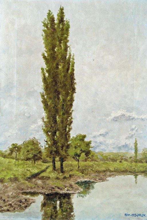92. tétel, Mocsaras táj jegenyével