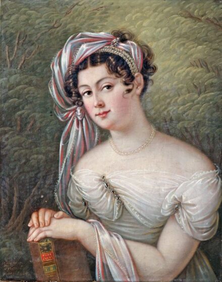 32. tétel, Ifjú hölgy Walter Scott kötettel, 1824