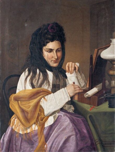 29. tétel, Levelet író hölgy, 1867