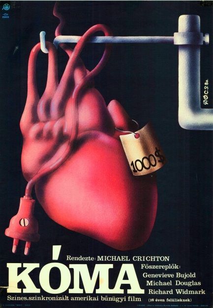 97. tétel, Kóma  Coma  1980  amerikai  Pócs Péter (graf.)  Michael Crichton (rend.)   cca. 420 × 594 mm