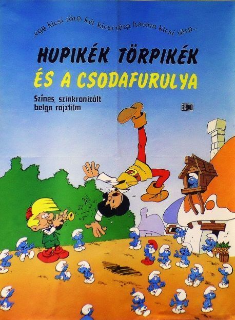 87. tétel, Hupikék törpikék és a csodafurulya La flute a six schtroumpfs 1978 belga Peyo (graf. és rend.) cca. 594 × 841 mm
