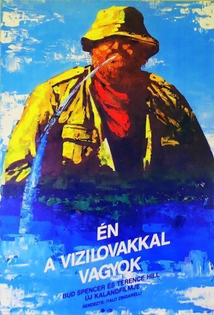 68. tétel, Én a vizilovakkal vagyok  Io sto con gli ippopotami    1987  olasz  Görög Lajos (graf.)  Italo Zingarelli (rend.)  cca. 594 × 841 mm