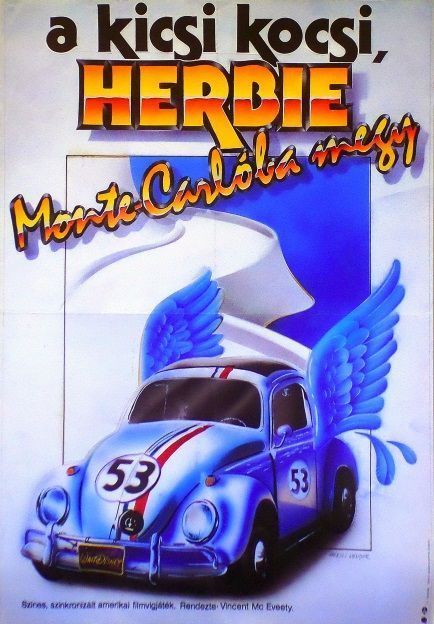 14. tétel, A kicsi kocsi, Herbie Monte Carlóba megy  Herbie Goes to Monte Carlo  1988  amerikai  Hérics Nándor (graf.)  Vincent Mc. Evereety (rend.)  cca. 594 × 841 mm