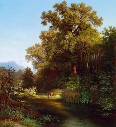 101. tétel, Vadlesen (Őz a folyóparton), 1855