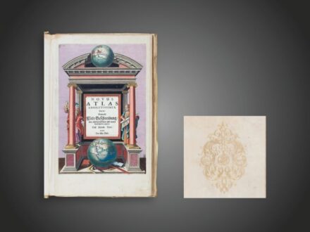 389. tétel, Jansson, Jan: Novus Atlas Absolutissimus,   Das ist Generale Welt-Beschreibung mit allerley schönen und neuen Land-Carten gezieret das zehende Theil verfaßet Die Alte Welt  Amstelodami [Amszterdam] 1662 k. folio, 1 t. rézmetszetű díszcímlap +