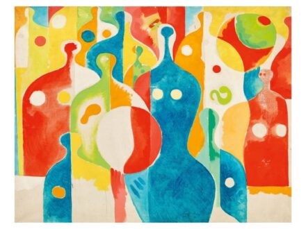 387. tétel, Hincz Gyula  Budapest, 1904 - Budapest, 1987  Figurális kompozíció  Olaj, vászon  150 × 121,5 cm