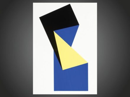 381. tétel, Fajó János  Orosháza, 1937 -  Formázott II. (1989)  Szitanyomat, papír  1000 × 700 mm  Jelezve jobbra lent:  Fajó 89  39/50