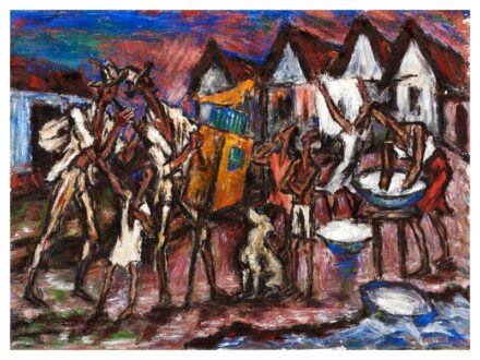 341. tétel, Mágori Vargha Béla  1897 - 1988  Bahia  Olaj, vászon  70 × 100 cm  Jelezve jobbra lent és hátoldalon:  Mágori Vargha Béla