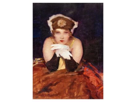 324. tétel, Vígh Bertalan  Rimaszombat, 1890 - Budapest, 1946  Táncosnő  Olaj ,vászon  800 × 600 mm  Jelezve balra lent:  Vígh Bertalan