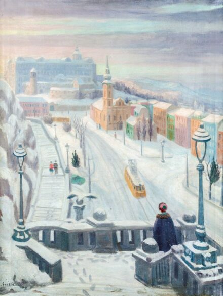 341. tétel, Guzsik Ödön (1902-1954): Budai részlet téli napsütésben
