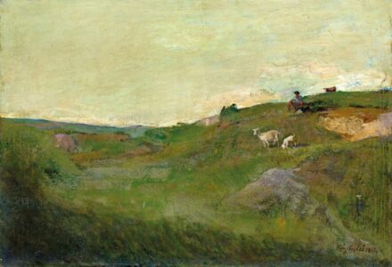 264. tétel, Fáy Győző (1918-): Táj pásztorral, 1957