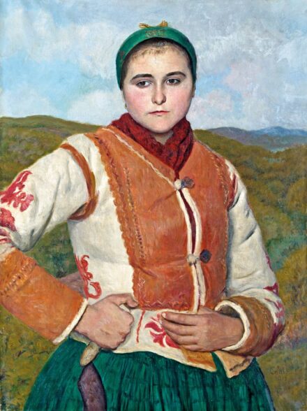 261. tétel, Glatz Oszkár (1872-1958): Fiatal lány bekecsben, 1938