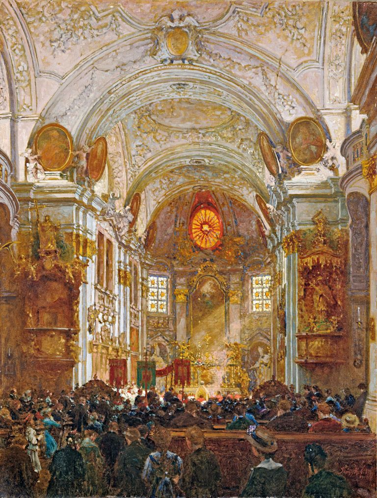 214. tétel, Spányik Kornél (1858-1943): Templombelső, 1900