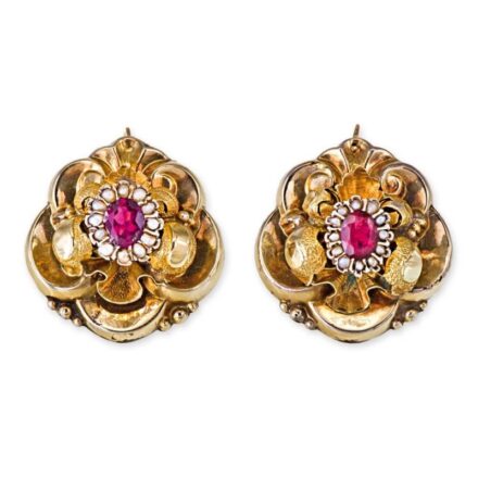 1143. tétel, Biedermeier fülbevaló pár