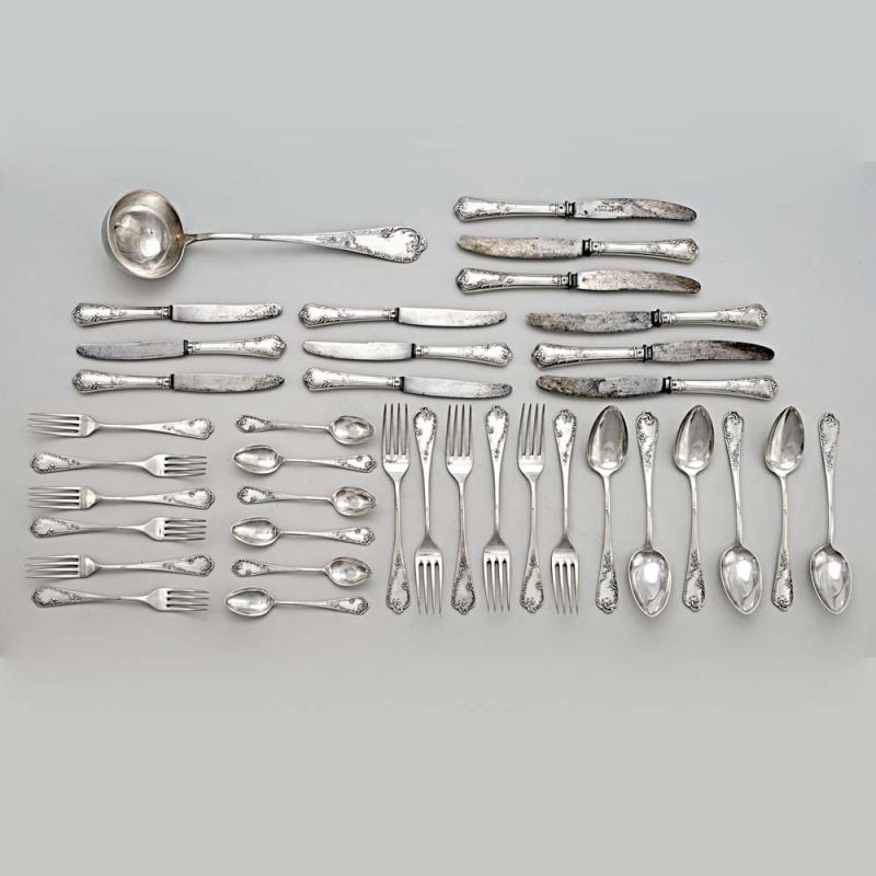 1062. tétel, Evőeszközkészlet, 6 személyes