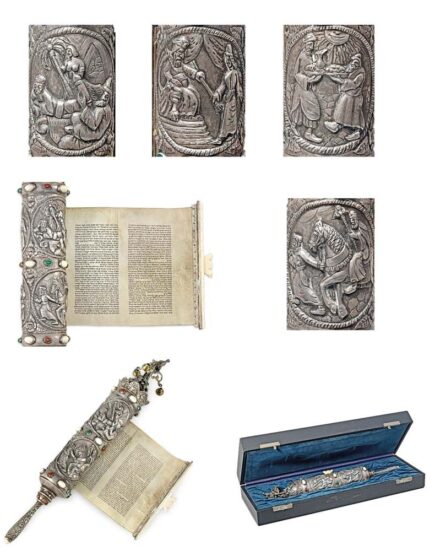 1038. tétel, Eszter tekercs tokban (Megilla)