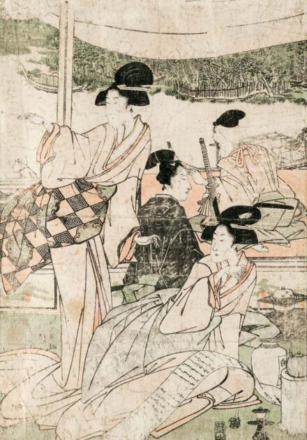 984. tétel, Triptichon középső része - Gésák