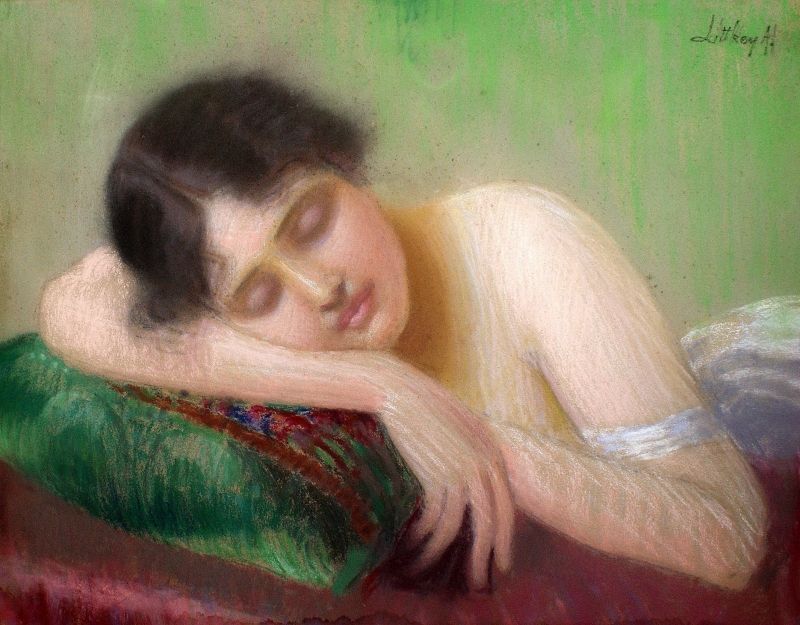 116. tétel, Littkey Antal - ALVÓ LÁNY