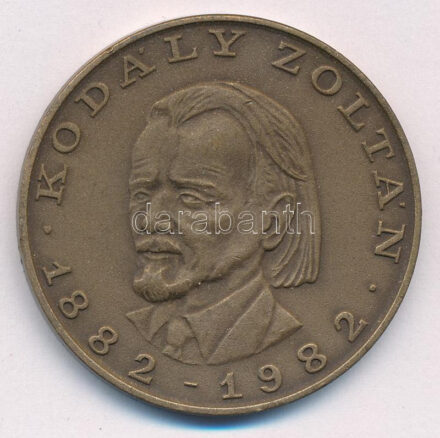1982. 'Kodály Zoltán 1882-1982' bronz emlékérem (42,5mm) T:1-