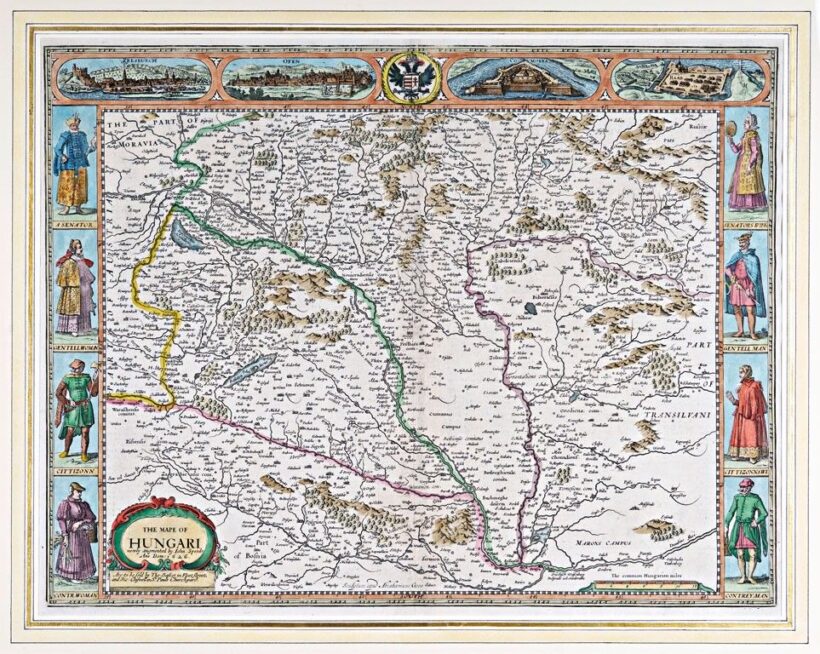 Speed, John (1552-1629): Magyarország térképe, London, 1676-os kiadás