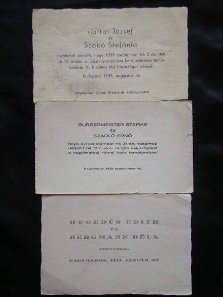 63-993 1933-1939 3 db esküvői meghívó