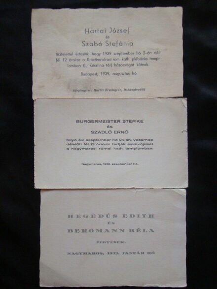 51-993 1933-1939 3 db esküvői meghívó