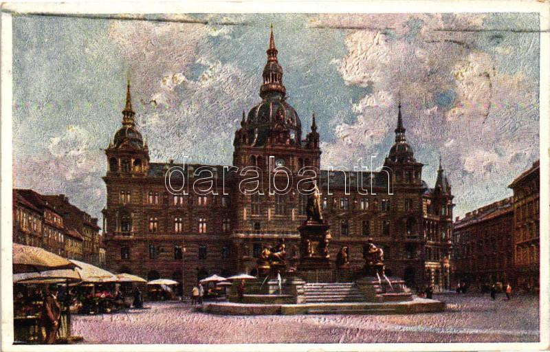Graz, Rathaus / town hall, Künstlerkarte Nr. 7012/19. (EK)