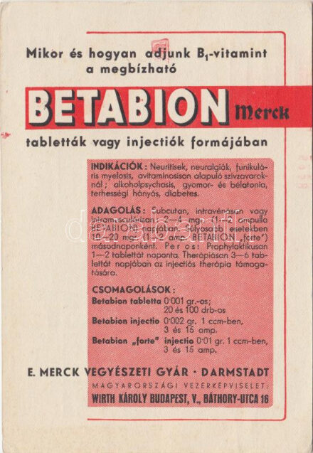 Betabion Merck B vitamin reklám / medicine advertisement (10.5 x 15.5 cm)