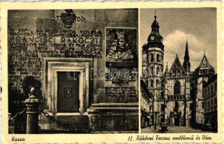 Kassa, Kosice; II. Rákóczi Ferenc emlékmű, dóm / dome, monument