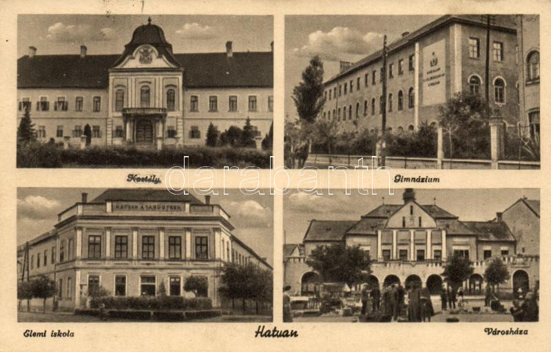 1949 Hatvan, kastély, gimnázium, Elemi iskola, városháza (Rb)