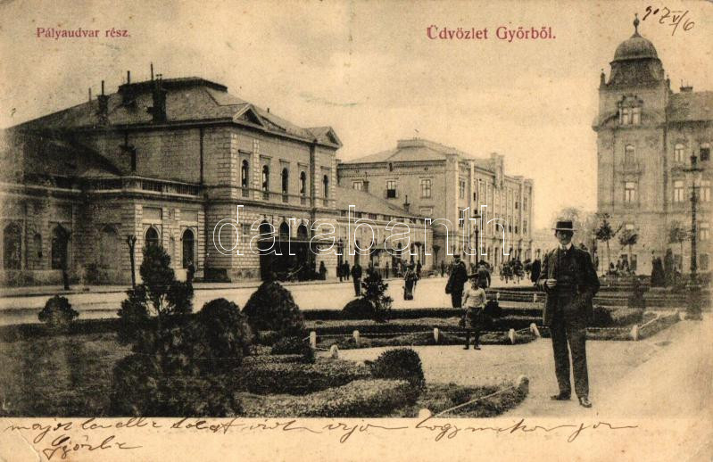 Győr, vasútállomás, Berecz Viktor kiadása (EK)