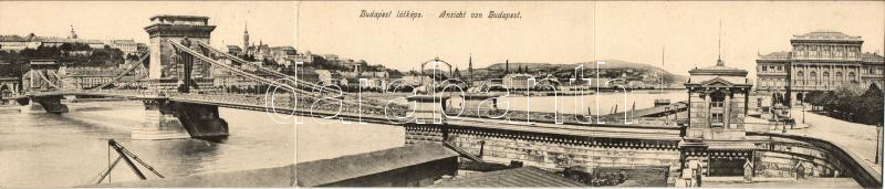 Budapest, Lánchíd, három részes panorama lap