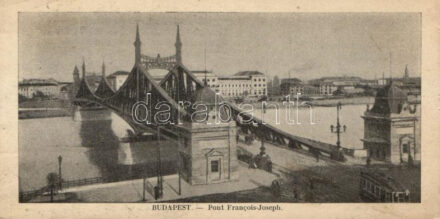 Budapest, Ferenc József híd , villamos (7 cm x 14 cm) (kis szakadás / small tear)