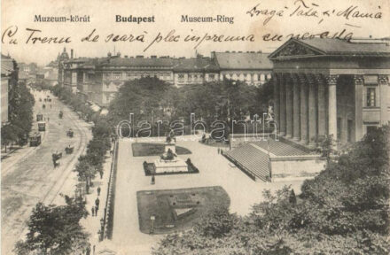 Budapest VIII. Múzeum körút, villamosok, Nemzeti Múzeum (EK)