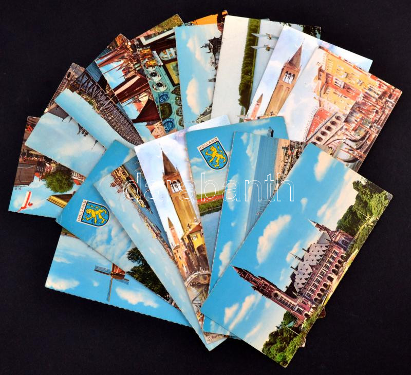 16 db MODERN holland (13 db) és olasz (3 db) városképes lap, kis méretű képeslapok / 16 modern Dutch and Italian postcards (14.5 x 7 cm)
