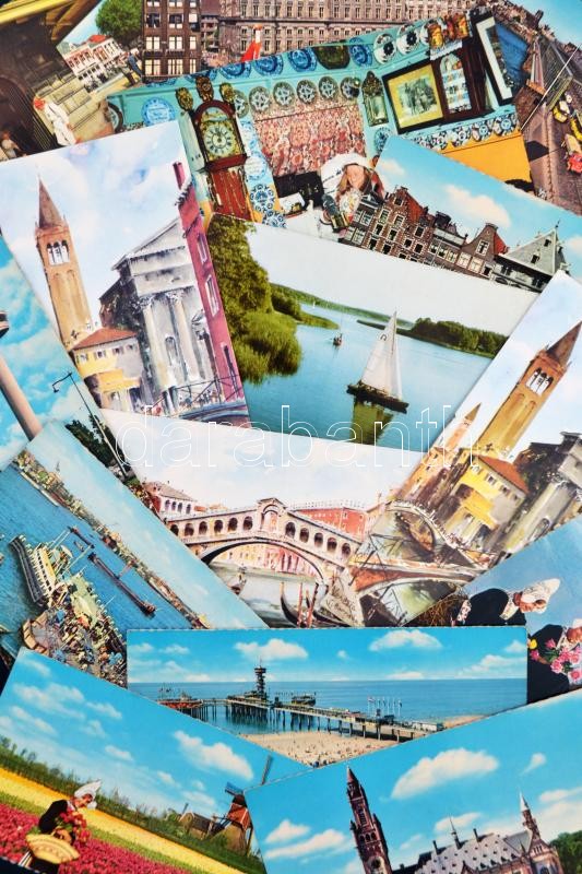 16 db MODERN holland (13 db) és olasz (3 db) városképes lap, kis méretű képeslapok / 16 modern Dutch and Italian postcards (14.5 x 7 cm) - Image 2