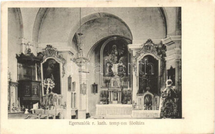 Egerszalók, Katolikus templom belső, főoltár (ázott / wet damage)