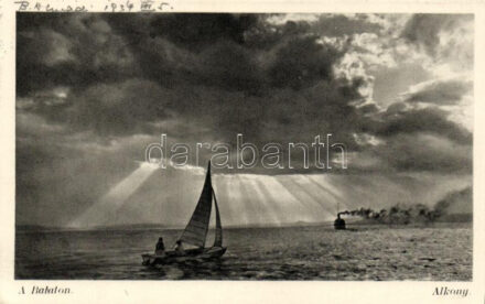 Balaton, alkony, vitorláshajó, gőzhajó