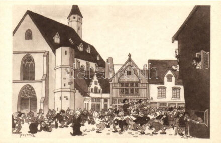 1933 Chicago World's Fair art postcard, An old dancing; Messrs Wellens & Godenne s: Jean Dratz