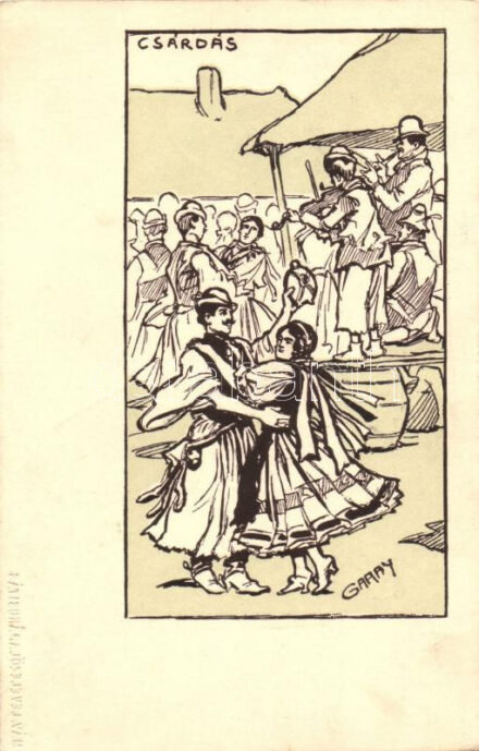 'Csárdás' Kner Izidor kiadása / Hungarian folklore art postcard s: Garay