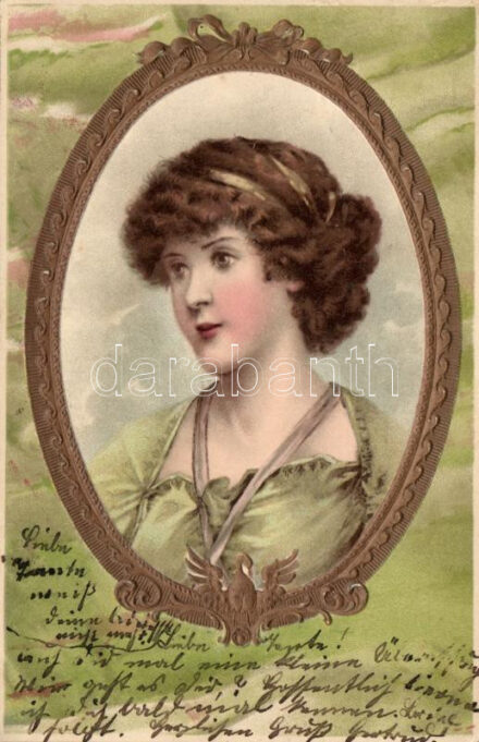 Lady in frame, Emb. litho