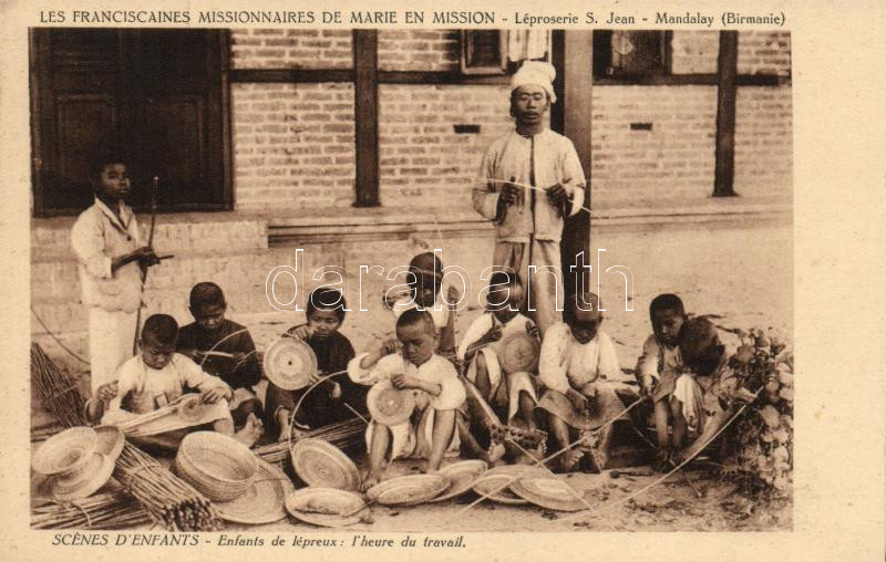 Mandalay, Les Franciscaines Missionnaires de Marie en Mission, Leprosery S. Jean, leper children working