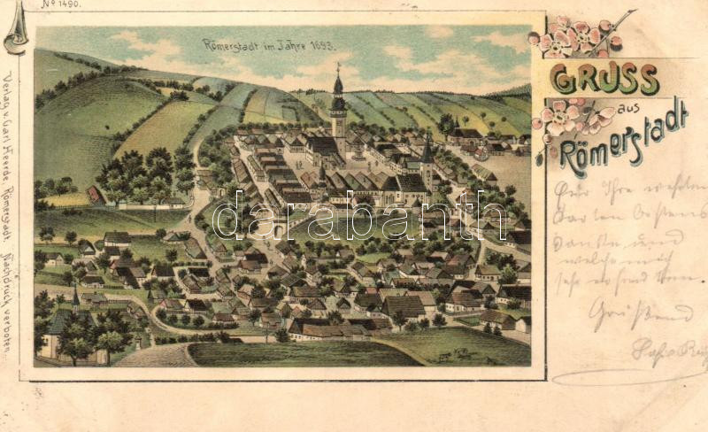 1899 Rymarov, Römerstadt; im Jahre 1693 / in 1693, carl Heerde No. 1490. litho (fa)