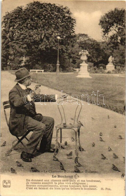 Paris, Tuileries, Charmeur d'Oiseaux / Bird charmer (gluemark)