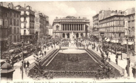 Marseille, 'Square de la Bourse et Monument de Pierre-Puget' / Exchange square and the statue of Pierre-Puget (cut)