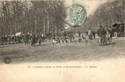 'Chasses a courre en Foret de Fontainebleau - Le Départ' / Fontainebleau, departure, automobile (small tear)
