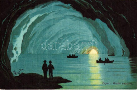 Capri, Grotta Azzurra, litho s: Floppila (fl)