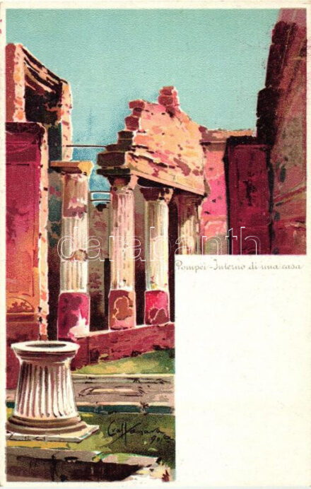 Pompei, Interno di una casa, E. Ragozino litho s: Craffonara